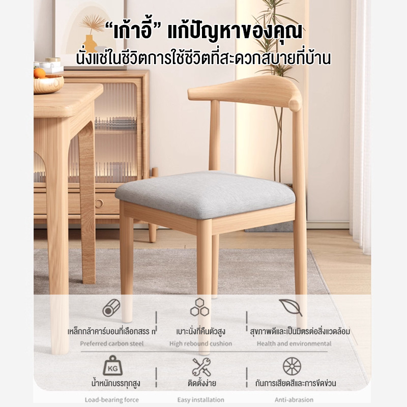BA🔥สินค้าแนะนำ🔥 เก้าอี้ เก้าอี้กินข้าว มีพนักพิง เบาะนุ่มทันสมัย เบาะหนัง（ส่งจากกรุงเทพ） - รูปที่ 2