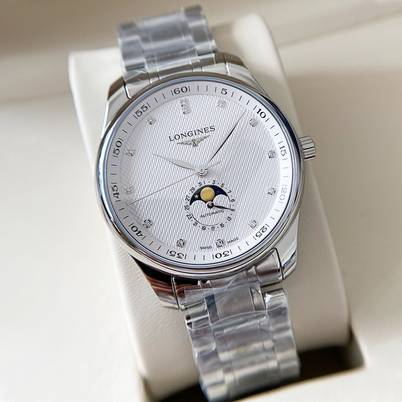 LL. Longinesees นาฬิกาชายช่างฝีมือที่มีชื่อเสียง Series Four-Hand Moon Phase เครื่องจักรอัตโนมัติ L2