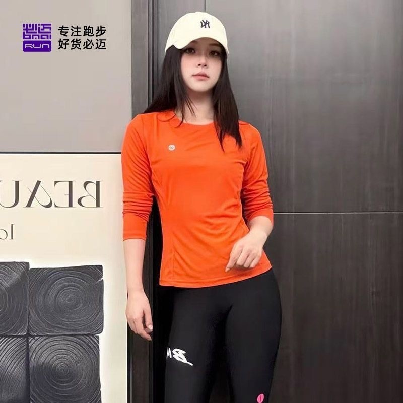 Bimai Old Style Running Rubiks Cube Quick-Drying แขนยาวผู้ชายผู้หญิงรอบคอน้ําหนักเบา Breathable กีฬา