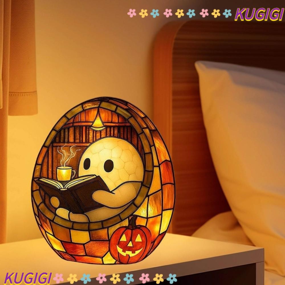 KUGIGI Ghost อ่านหนังสือโคมไฟ, Handmade Ghost Decor ฮาโลวีน Ghosts Night Light, Creative น่ารัก Ghos