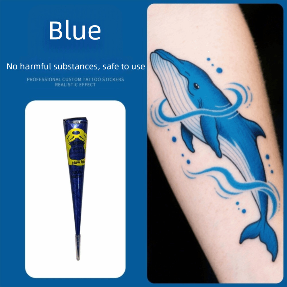 WITAKEY ครีมสักเฮนน่า สีดำและน้ำตาล กึ่งถาวรพร้อมกรวยสำหรับงาน Mehndi Body Art - รูปที่ 6