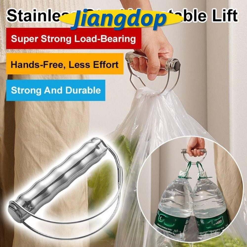 JIANG ด้ามจับถุงของชํา, ผู้ให้บริการผักประหยัดแรงงานสแตนเลส, ข้อต่อไม้ไผ่แบบพกพา Strong รับน้ําหนักผู้ถือถุงของชําคลิปสําหรับเครื่องมือช้อปปิ้งสตร