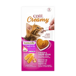Catit creamy ขนมแมวเลีย grain-free ไม่ใส่วัตถุกันเสีย แคลต่ำ ไม่อ้วน ไม่เค็ม เกรดพรีเมียม { แพ็ค 5 ซอง }