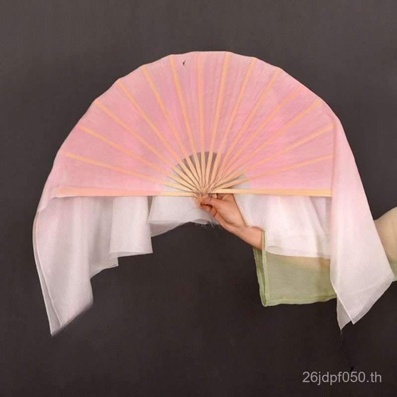 Square Dance Practice Dance เต้นรําคลาสสิกต้นกล้าขยายผ้าไหมพัดลมสองด้านสีไล่ระดับสีกาว Zhou Lotus Ro