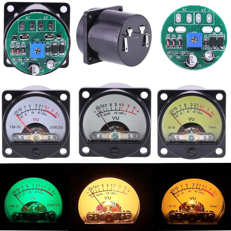 2PCS 35 มม.แผง VU Meter 500VU พร้อม Backlight ควบคุมเสียง + VU ระดับ Audio Meter driver board DC/AC 