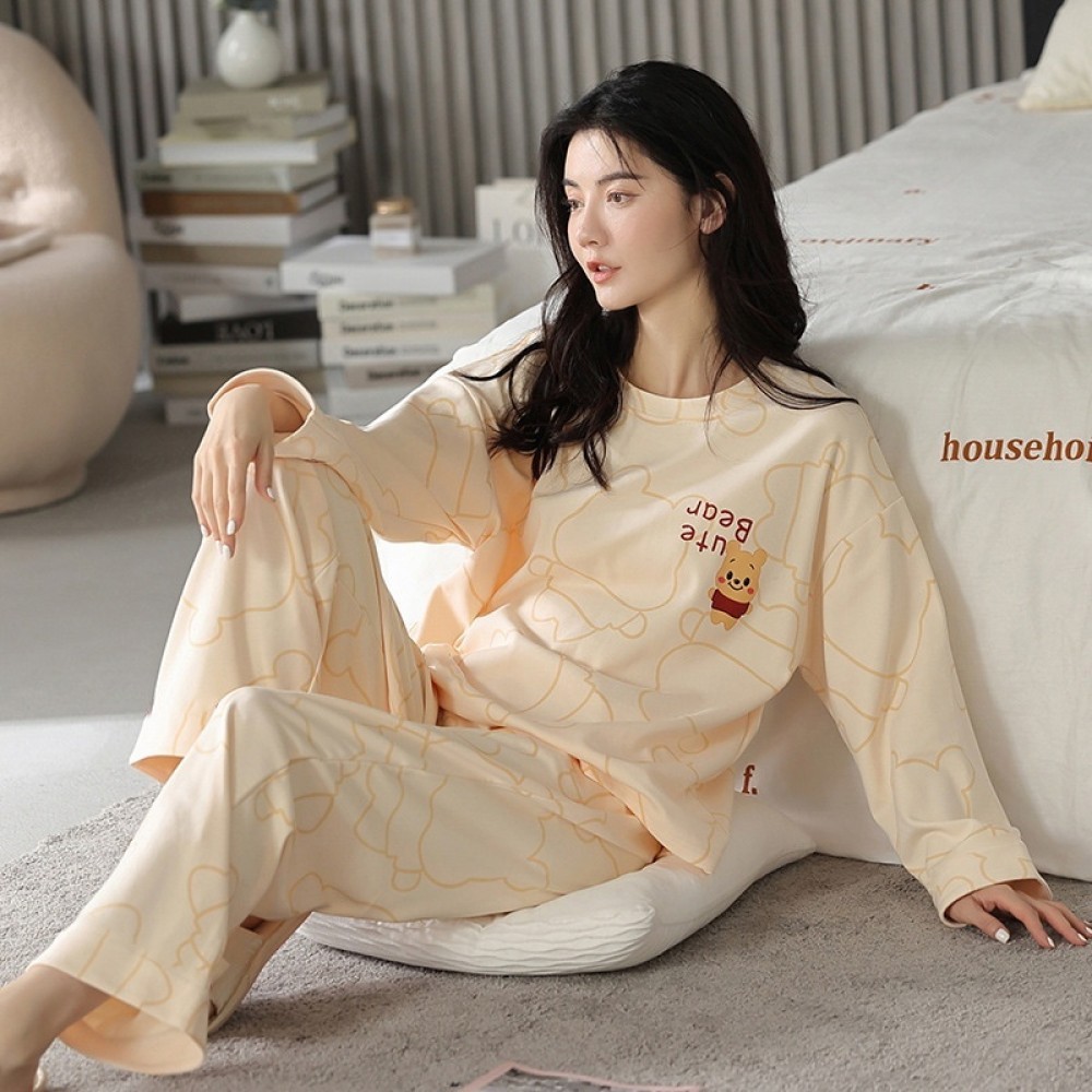 ข้ามพรมแดนการค้าต่างประเทศขายส่ง2025ชุดนอนสไตล์ใหม่สุภาพสตรีฤดูใบไม้ร่วงฤดูหนาวแขนยาวรอบ ✨kuike097.t