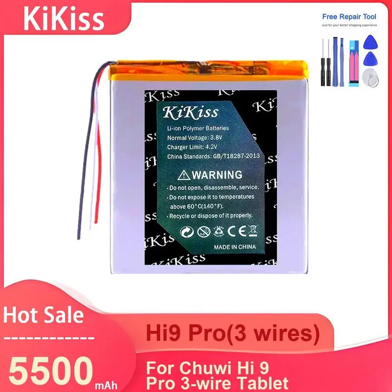 KiKiss แบตเตอรี่แท็บเล็ตสําหรับ Chuwi Hi 9 Pro แท็บเล็ต 3 สาย,Hi9 Pro(3 สาย) 5500mAh แบตเตอรี่