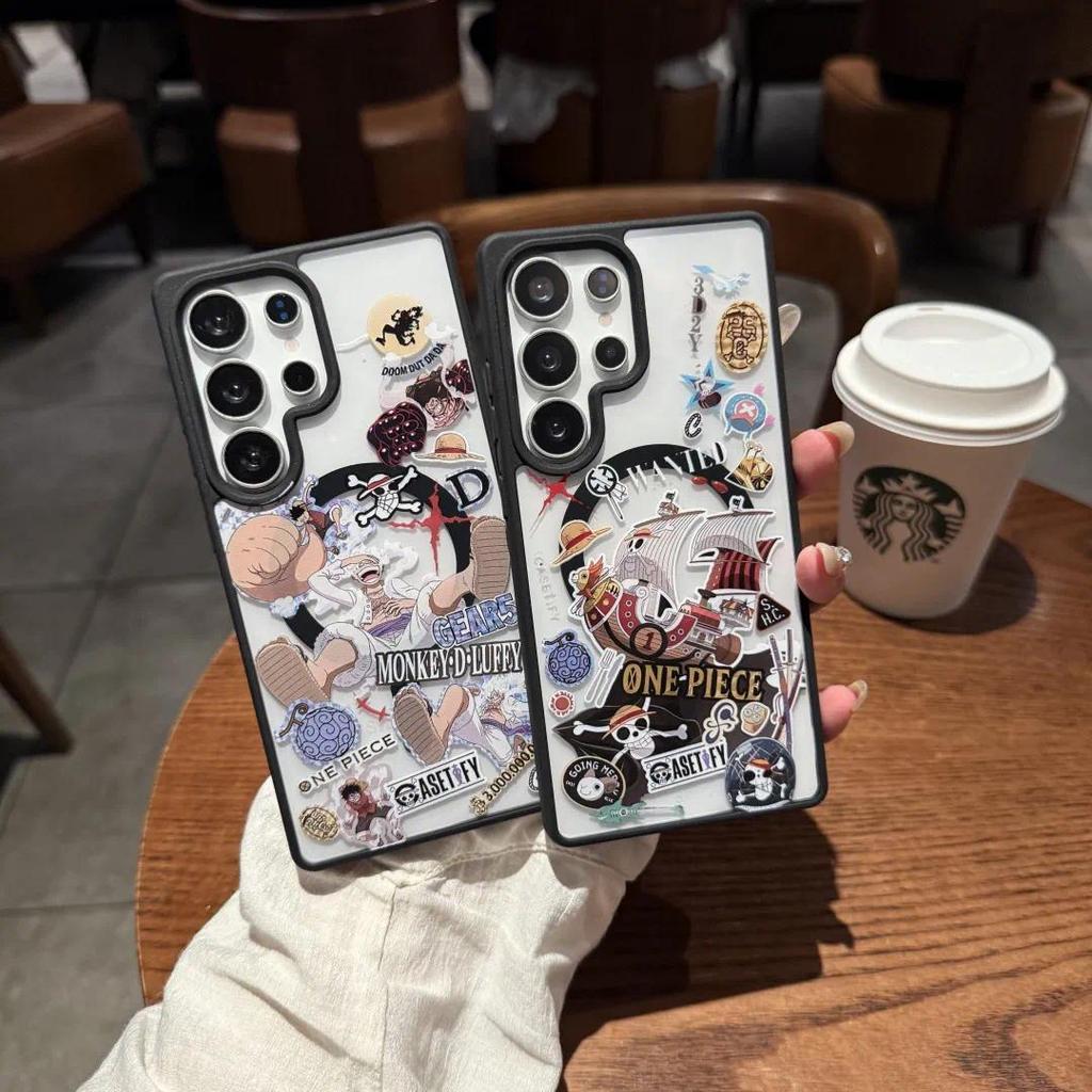 เคสใสซัมซุง A15 A35 A55 S24 S24 Ultra S25 Ultra ลายวันพีช แม่เหล็กชาร์จไร้สาย กันกระแทก ไม่เหลือง