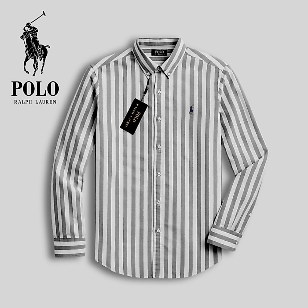 KEMEJA POLO เสื้อเชิ้ตแขนยาวลายทาง Ralph Lauren Casual Slimfit