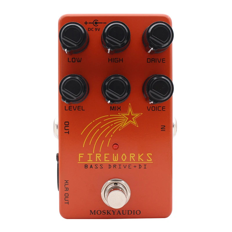 Mosky Fire Works Bass Driver DI Effect Pedal สําหรับเบสไฟฟ้าพร้อมระดับผสมไดรฟ์เสียงควบคุม, Overdrive