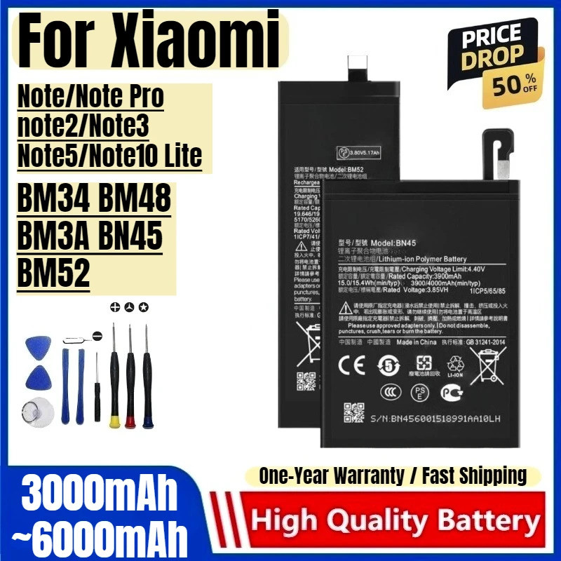 BM34 BM48 BM3A BN45 BM52 สําหรับ Xiaomi หมายเหตุ/หมายเหตุ Pro/note2/Note3/Note5/Note10 คุณภาพความจุส