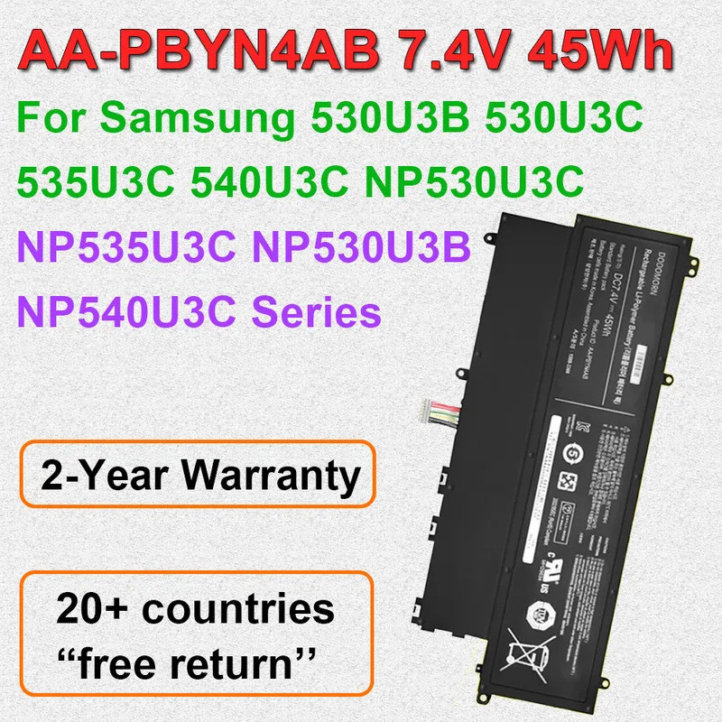 AA-PBYN4AB แบตเตอรี่แล็ปท็อปสําหรับ Samsung 530U3 530U3B NP530U3B 530U3C NP530U3C 535U3C NP535U3C 54