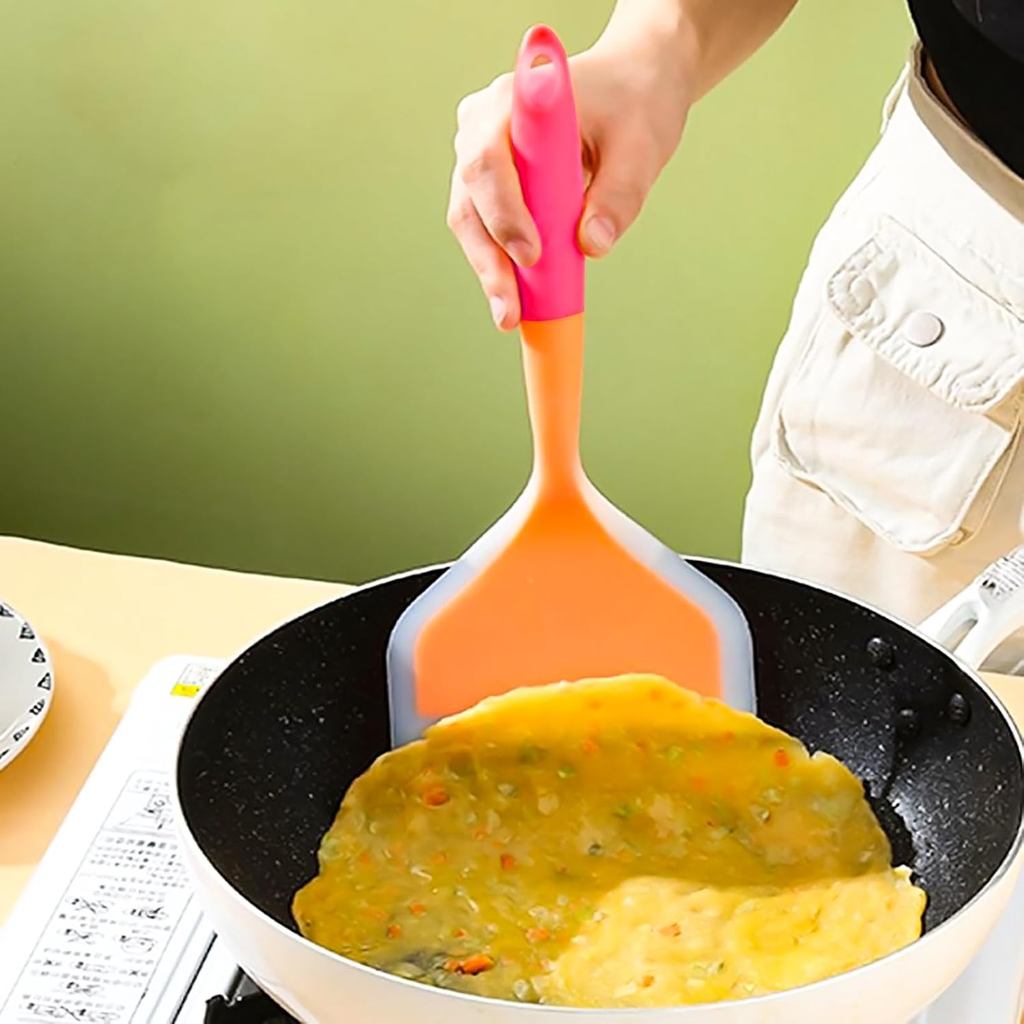 10 นิ้วซิลิโคนไม้พาย,สําหรับเครื่องครัว Nonstick แบนกว้างแพนเค้กมัลติฟังก์ชั่ไม้พายอาหาร Turner ทนคว