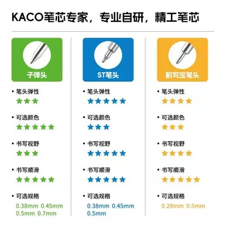 2026 สไตล์ใหม่ [KACO] KEFFILL เติมจุดคู่ Sub-Standard Medium Refill 10pcs รีฟิล 0.5 สีดําสีฟ้าสีแดงการเขียนคู่20260617
