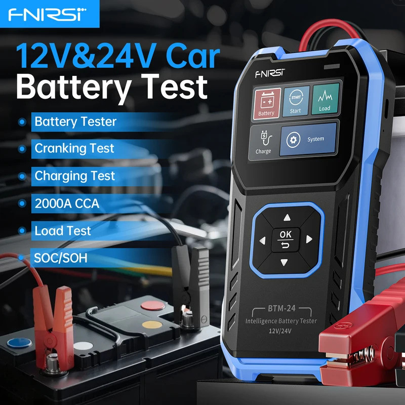 FNIRSI BTM-24 12 V/24 V เครื่องทดสอบแบตเตอรี่รถยนต์ 0-2000 CCA ยานยนต์แบตเตอรี่เครื่องทดสอบโหลด Cran