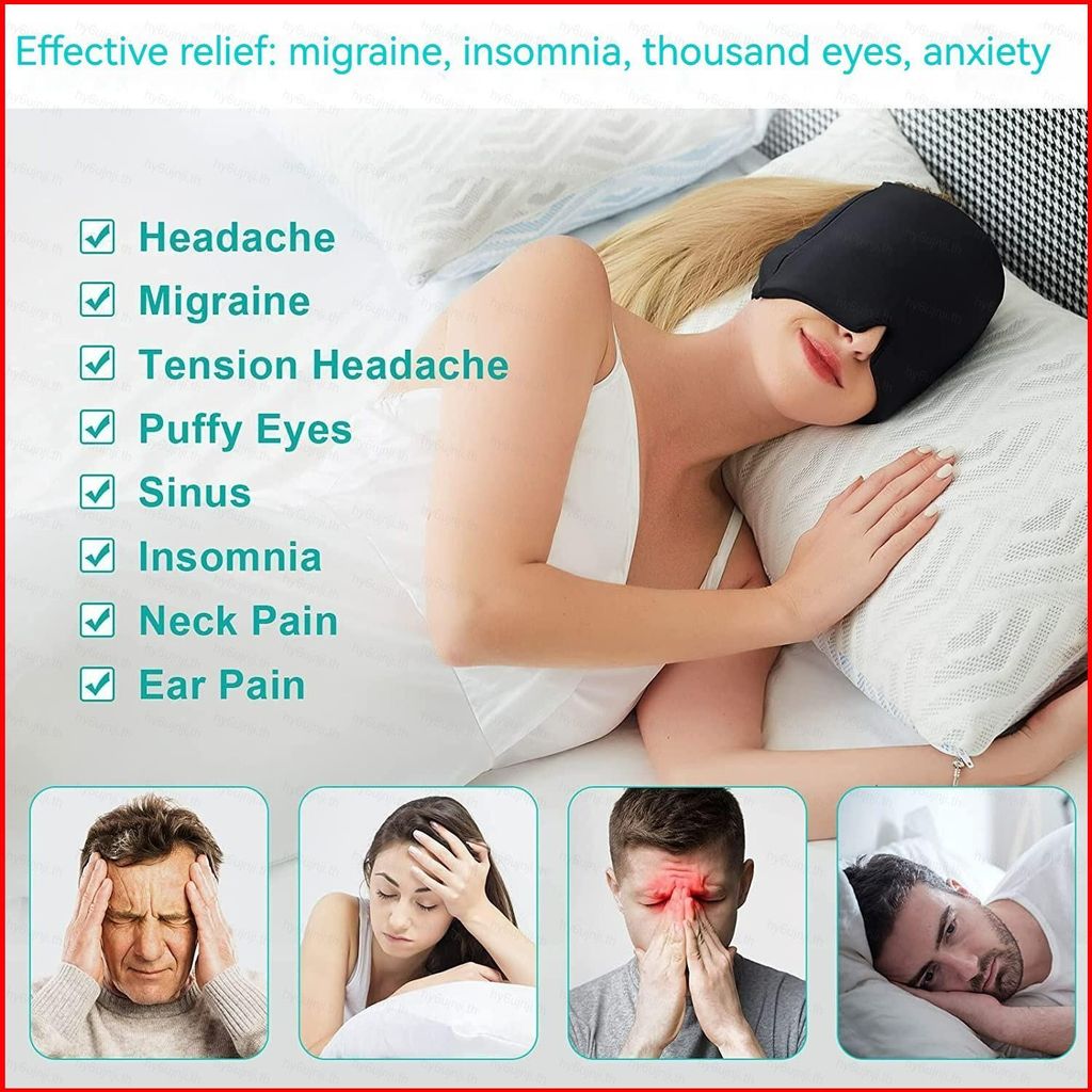 เจลฉนวนกันความร้อน MIGRAINE RELIEF GEL CAP ปวดหัวไมเกรนและไซนัสหมวกบรรเทาความดัน
