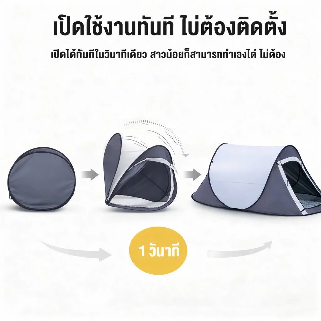 เต็นท์สนามกางอัตโนมัติ 1-2 คน กันน้ำ กันแดด thumbnail 8