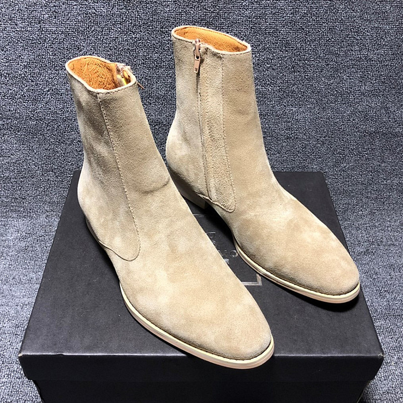 CHELSA Boots รองเท้าบูทสั้นผู้ชาย Martin Boots CHELSEA BOOT British Off-White Leather Zipper Unique 