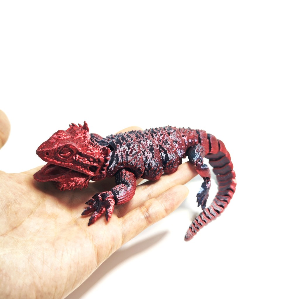 3D พิมพ์ Articulated Bearded Dragon Lizard Fidget ของเล่นสัตว์เลื้อยคลานที่สมจริงรุ่นเดสก์ท็อปเครื่องประดับ