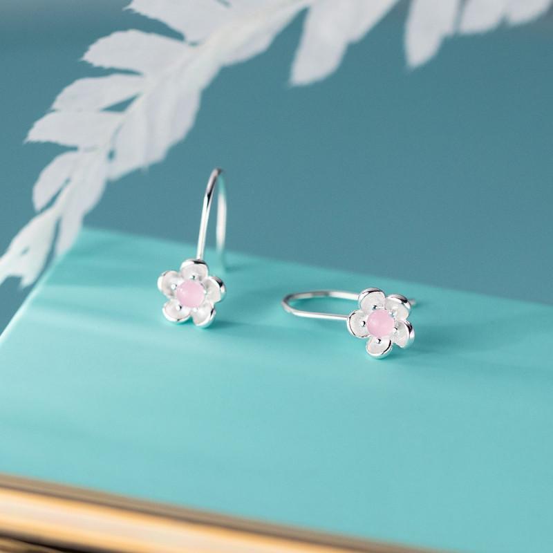 Cherry Sakura Earrings ต่างหูเงินแท้ S925 [MERCELO]
