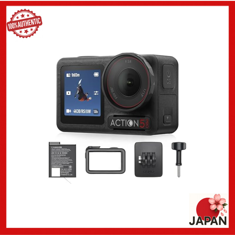 DJI Action Camera Osmo Action 5 Pro Standard Combo, compact with a 1/1.3-inch sensor, waterproof, 4K