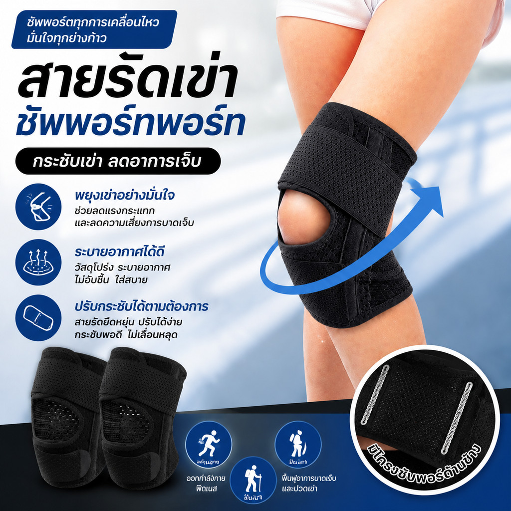 สายรัดเข่า สนับเข่า ผ้ารัดหัวเข่า มีสปริง ซับพอร์ตเข่า สนับเข่า พยุงหัวเข่า ที่รัดเข่า Knee Support สนับเข่าเล่นกีฬา