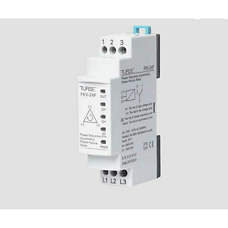 Tuase รุ่น FKV-24Fอุปกรณ์ป้องกันไฟตก ไฟเกิน เฟสหาย และสลับเฟสระบบถึงไฟ3x380V(Phase protector)