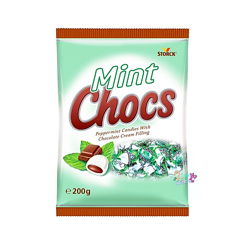 Mint Chocs Candy ลูกอมรสมินต์สอดไส้ช็อกโกแลต 200 กรัม Werther Mint Chocolate candy