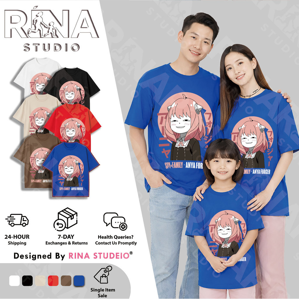 RINA STUDIO ฤดูร้อนเสื้อยืด SPYFAMILY Anya Forger พิมพ์อะนิเมะพัดลม Comfort Tee DRD96