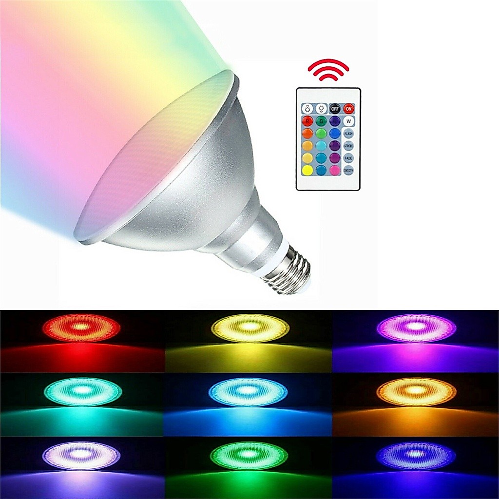 Led 15W 25W PAR38 PAR30 PAR โคมไฟหรี่แสงได้ RGB E27 IP65 220V LED Spotlight หลอดไฟน้ําท่วมรีโมทคอนโทรล Multicolor ตกแต่งบ้าน