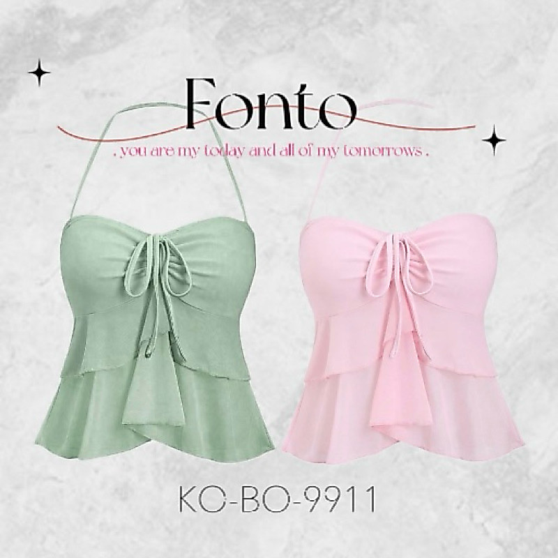 Fonto 🪽 เสื้อเกาะอก ผ้าเลเยอร์สองชั้น มีสายคล้องคอ ผ้าพลิ้ว 🪽 พร้อมส่งจากไทย 🇹🇭