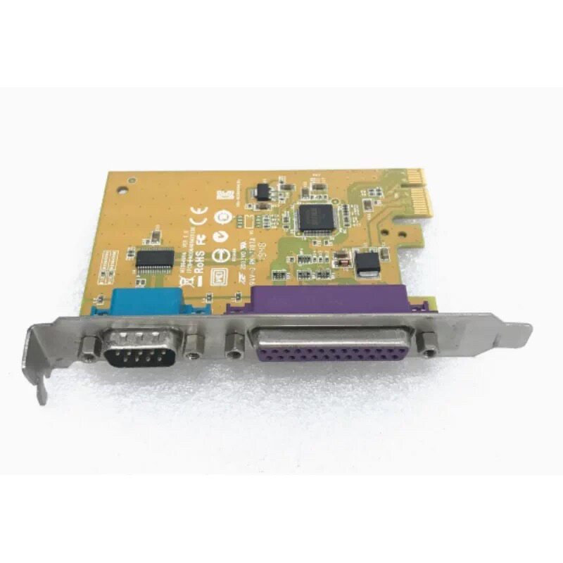 Dell PCI-E 1X 25-เข็ม LPT พอร์ตขนาน + 9-เข็ม COM Serial Port 2-In-1 การ์ดขยายเกรดอุตสาหกรรม WIN7