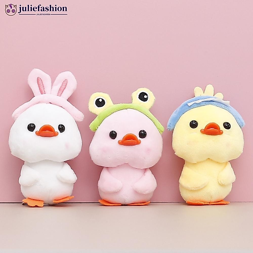 JULIEFASHION 12 CM ตุ๊กตาเป็ดน้อยน่ารัก ของเล่นตุ๊กตาพร้อมหมวก E6M6