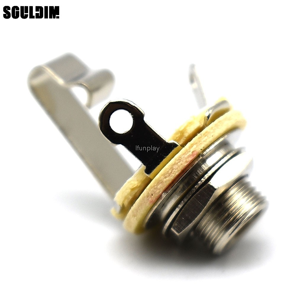 2ชิ้น1/4 "ทองแดงโมโนอินพุตแจ็คเสียบซ็อกเก็ตสําหรับกีตาร์ไฟฟ้าเบสกีต้าร์รถกระบะเอาท์พุทแจ็คเสียบซ็อกเก็ต6.35มม