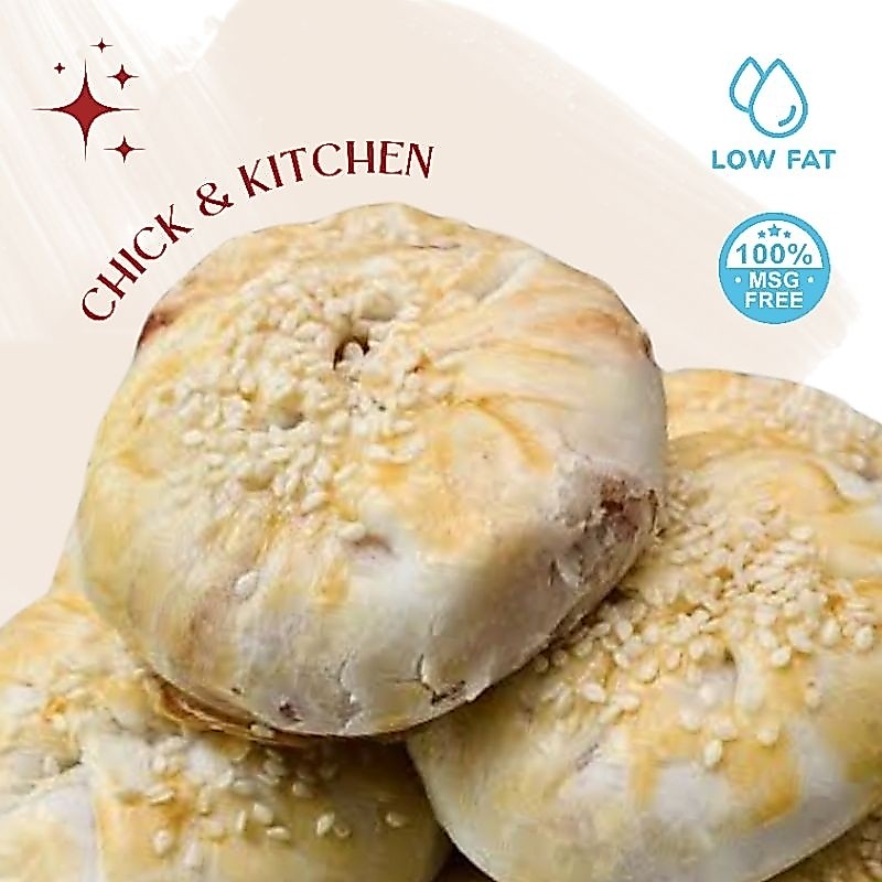 chick & kitchen : พายฮ่องกง แป้งนิ่ม ไขมันต่ำ หวานน้อย หมูแดงฮ่องกง งาดำ เผือกหวานน้อย