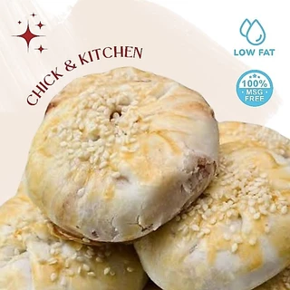 chick & kitchen : พายฮ่องกง แป้งนิ่ม ไขมันต่ำ หวานน้อย หมูแดงฮ่องกง งาดำ เผือกหวานน้อย