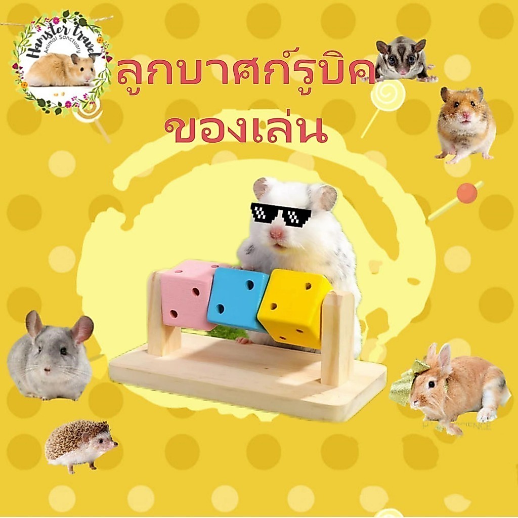 【Hamstertravel】หนูแฮมสเตอร์สนุก ของเล่นไม้อุปกรณ์ฟันกรามรังหมีไหมสีทองไม้ของเล่นไม้สีไม้เนื้อแข็ง