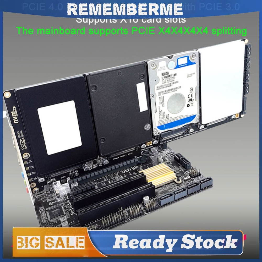 4 พอร์ต NVMe อินเทอร์เฟซ PCIe X16 การ์ดเมนบอร์ดรองรับ PCIe X4x4x4x4 Bifurcation U.2 PCIe อะแดปเตอร์ 