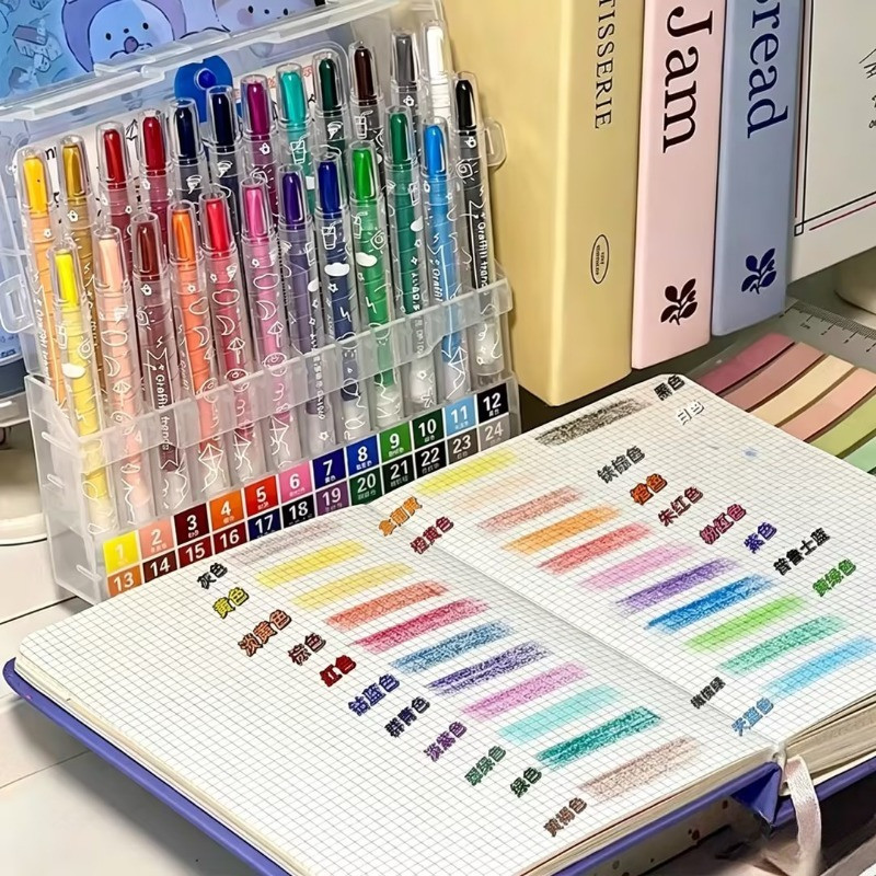 24สีบิดได้หมุนดินสอสีชุด,ล้างทําความสะอาดได้ความจุขนาดใหญ่พาสเทลน้ํามัน,ปลอดภัยเด็กวาดปากกาสําหรับ ทําเอง สมุดภาพศิลปะงานฝีมื