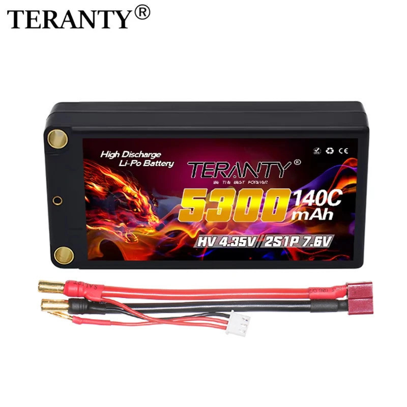 5300Mah 2S 7.6V Hvรายละเอียดต่ําHardcase Shorty Lipo Batterij 5.0Mm bulletสําหรับRacing Rc Auto Boot