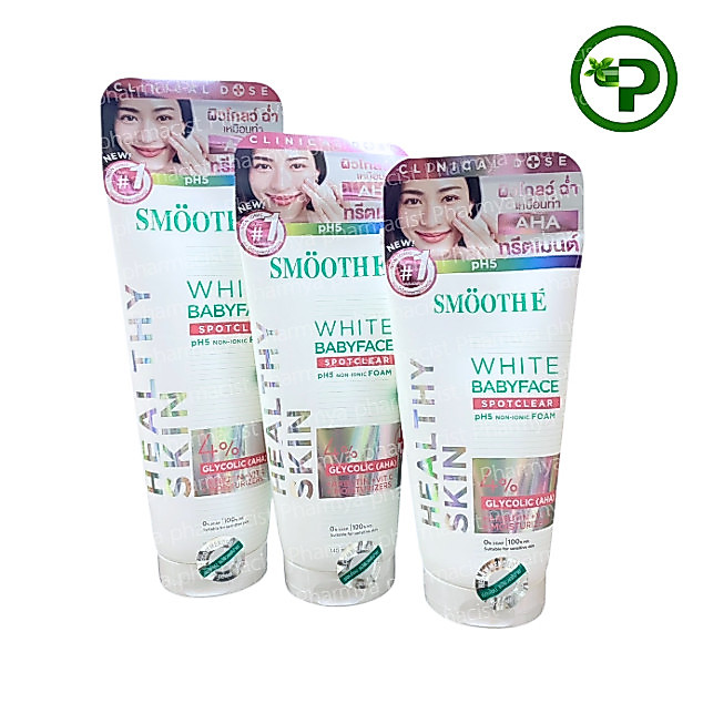 Smooth E White Babyface Spot Clear [ สมุท อี ไวท์โฟมไม่มีฟอง สูตร Clinical Dose ] 40/ 80/ 140/ 180ml