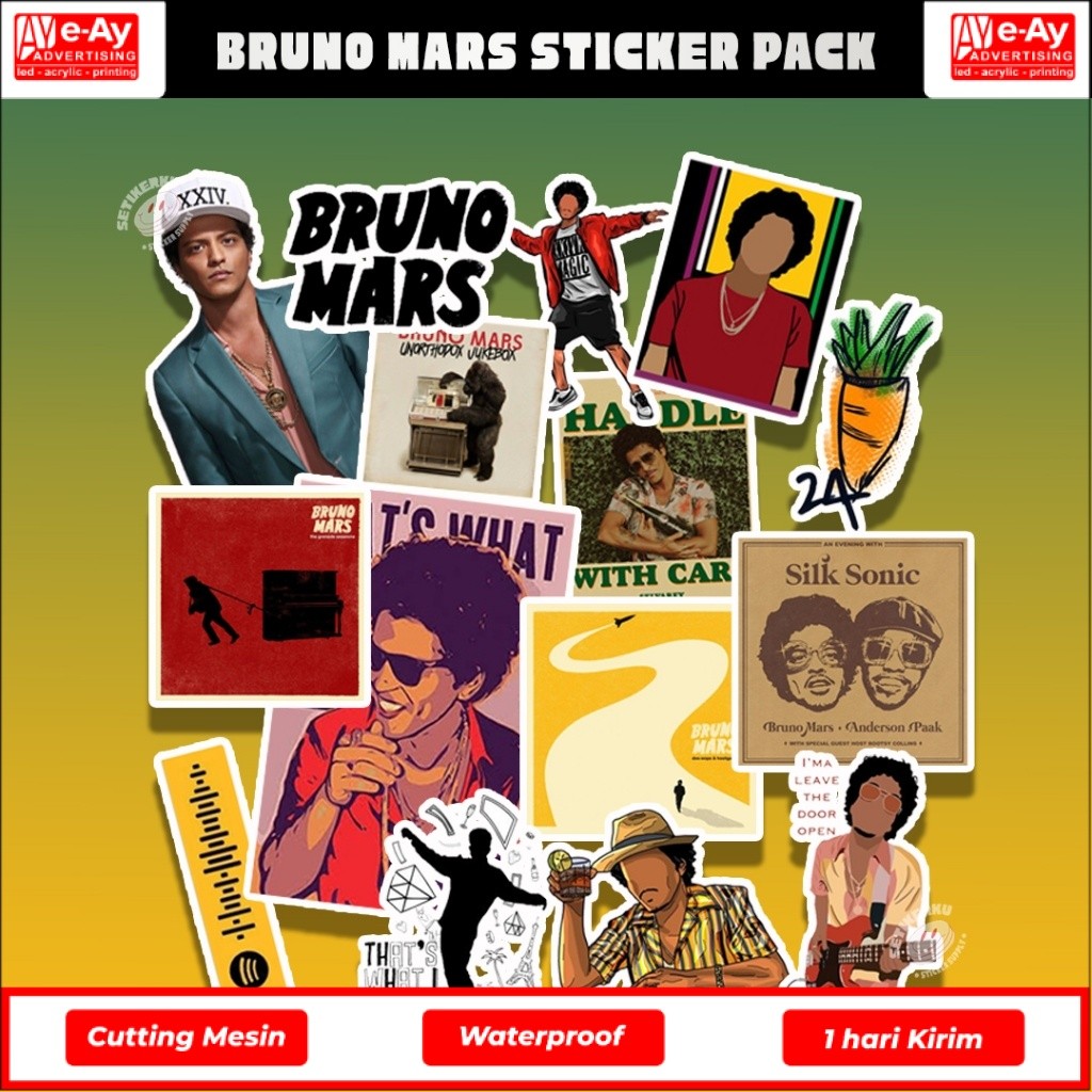 15 ชิ้น BRUNO MARS สติ๊กเกอร์แพ็ค A6 | สติ๊กเกอร์ความงาม Bruno mars - eayadvertising