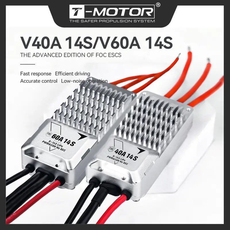 T-MOTOR FOC ESC V40A V60A 14S ตัวควบคุมความเร็วไฟฟ้าสําหรับ Drone VTOL VL มอเตอร์การตอบสนองอย่างรวดเ