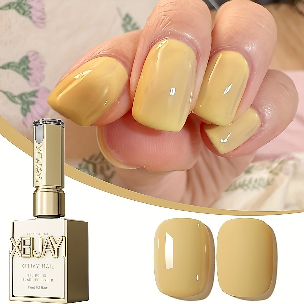 XEIJAYI 15มล--M065 สีทาเล็บสีเหลืองใหม่ ติดทนนาน เหมาะสำหรับเป็นของขวัญในบ้านและวันหยุด