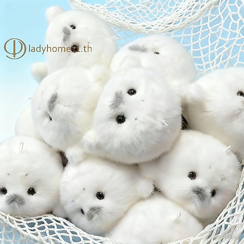 ONELADY การ์ตูนน่ารัก Plush Seal พวงกุญแจสีขาวจี้แฟชั่นตุ๊กตาตุ๊กตาพวงกุญแจกระเป๋าเป้สะพายหลังตกแต่งคริสต์มาสของขวัญ TH