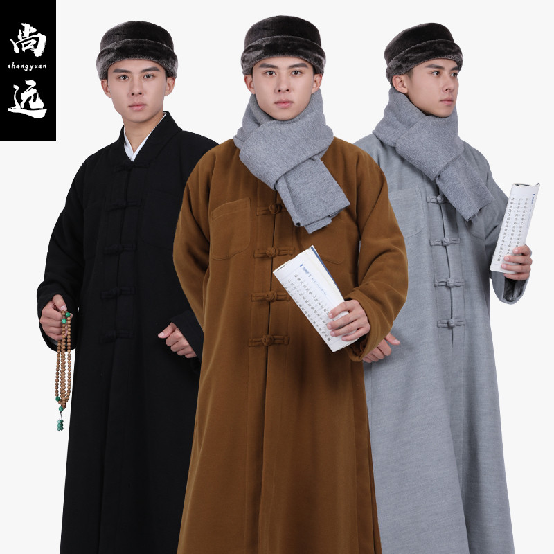Shangyuan ผ้าขนสัตว์ขนแกะซับกลาง Changjia สีฟ้ากั๊ก Warm Monk เสื้อผ้า Sleeved Monk เสื้อผ้าขนแกะซับ