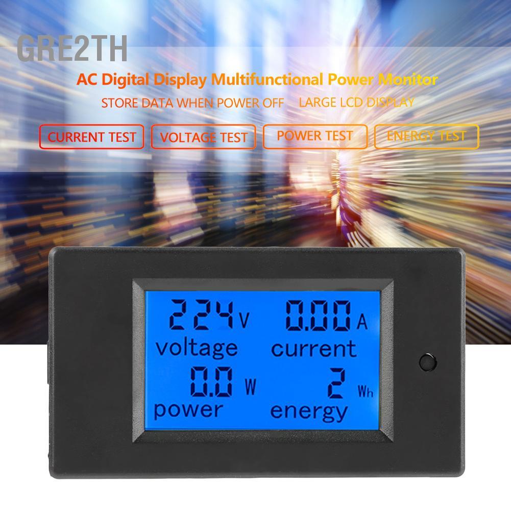 Gre2th Xixian PZEM-061 LCD เครื่องวัดพลังงาน 100A AC 80-260V พร้อม CT สำหรับการตรวจสอบพลังงานแบบเรีย