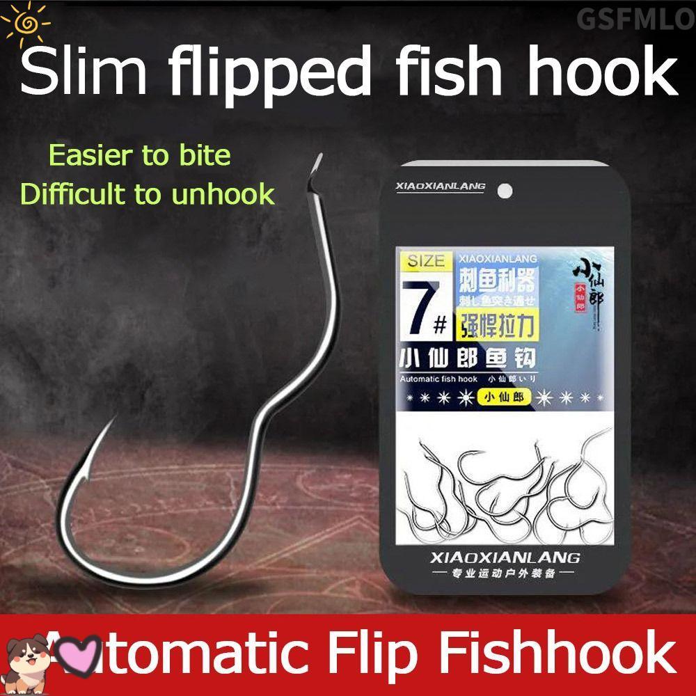 GSFMLO 12 ชิ้น/แพ็คตะขอตกปลา,เหล็กคาร์บอนสูง Anti Slip อัตโนมัติ Flip Fishhook, อุปกรณ์ตกปลา Sharp Barbed Fishing Tackle ปลาคาร์พ