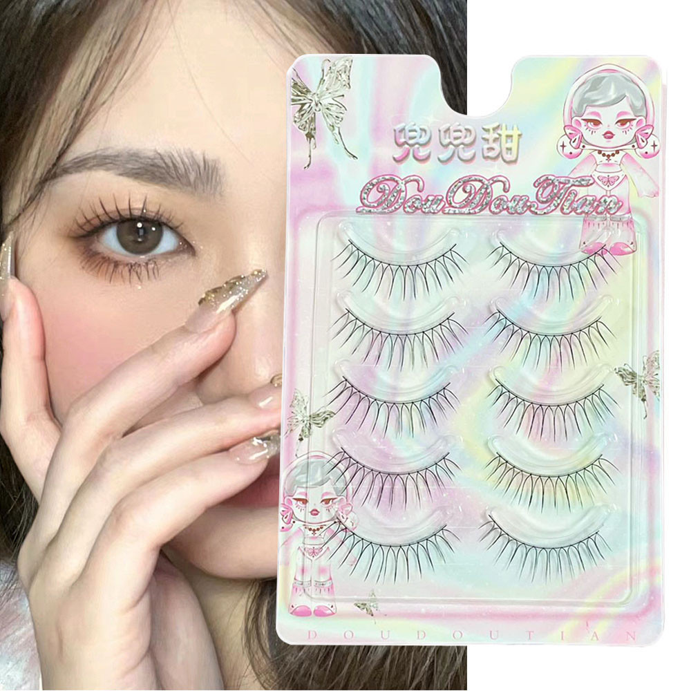 3/5 คู่ขนตาปลอม Lash Extension U-รูปหนาแน่นธรรมชาติ Cross Comic Eye เครื่องสําอางความงามนํากลับมาใช้ใหม่แต่งหน้าเกาหลี