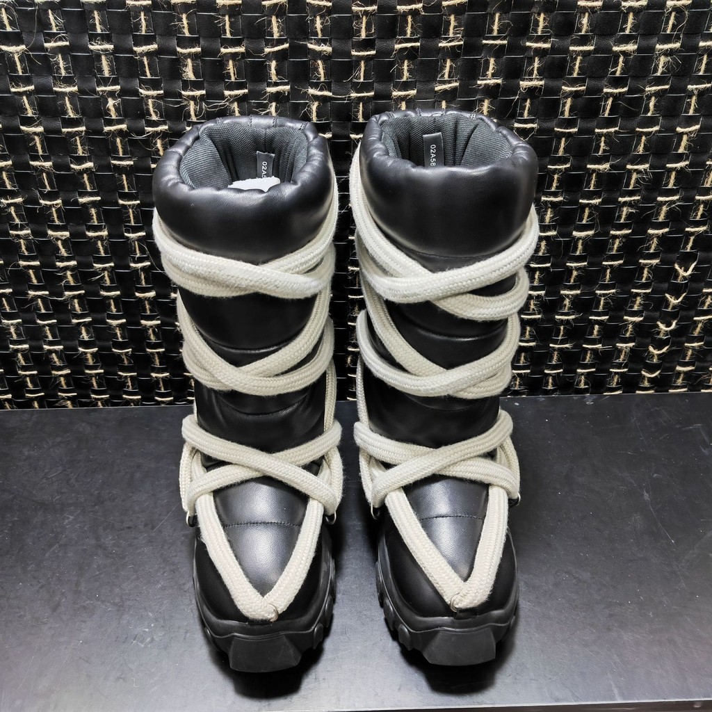 Rick Owens Crazy Laced-Up Sheepskin Sports Snow Boots Men